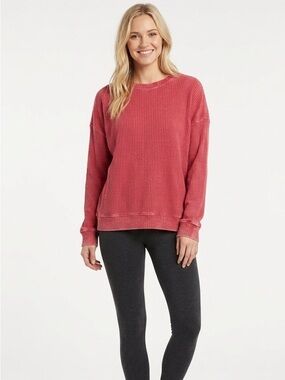 Blue buttercup red waffle knit top size large